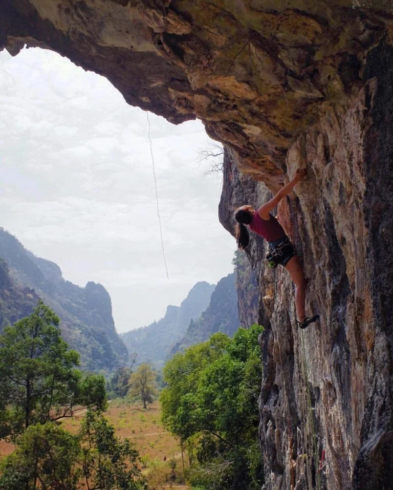 Rock climbing in thakhek, laos
