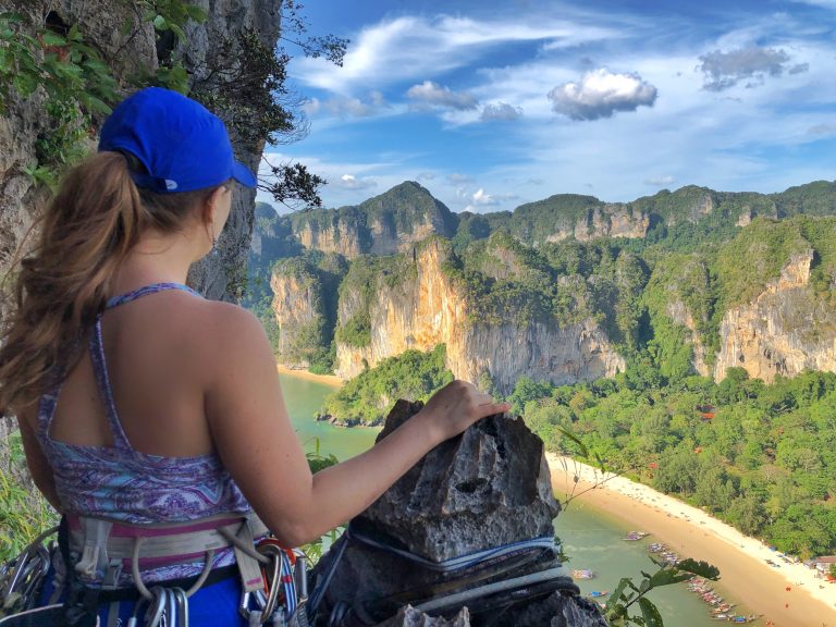 Rock climbing in tonsai bay, thailand