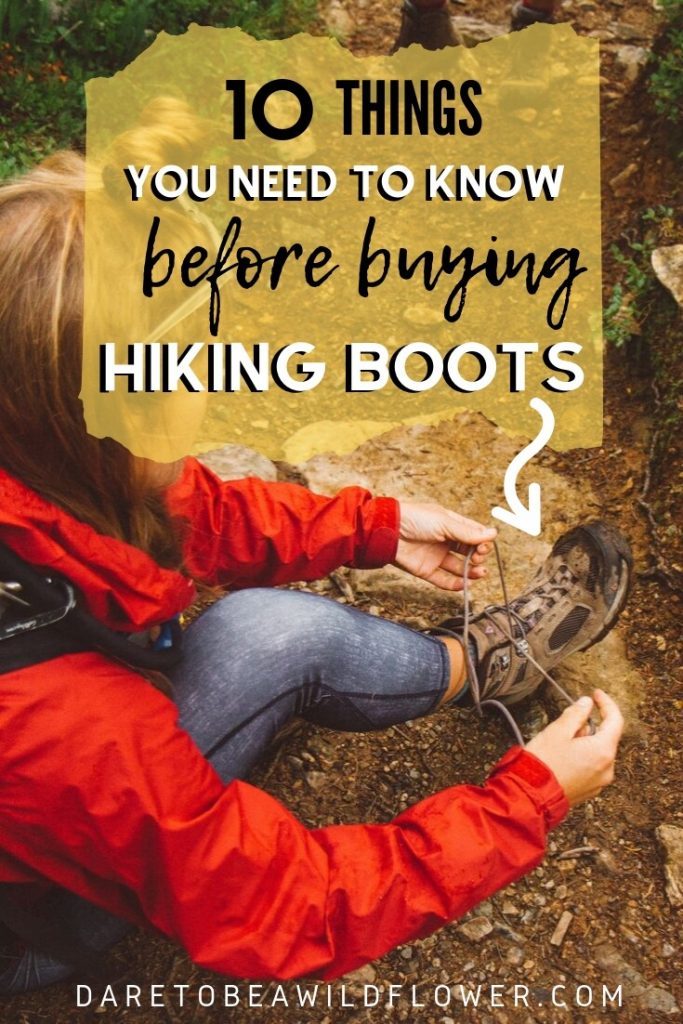 Woman lacing a hiking boot