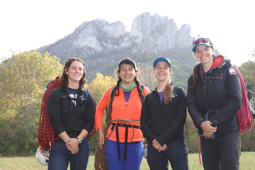 female outdoor rock climbing guides | chicks with nuts