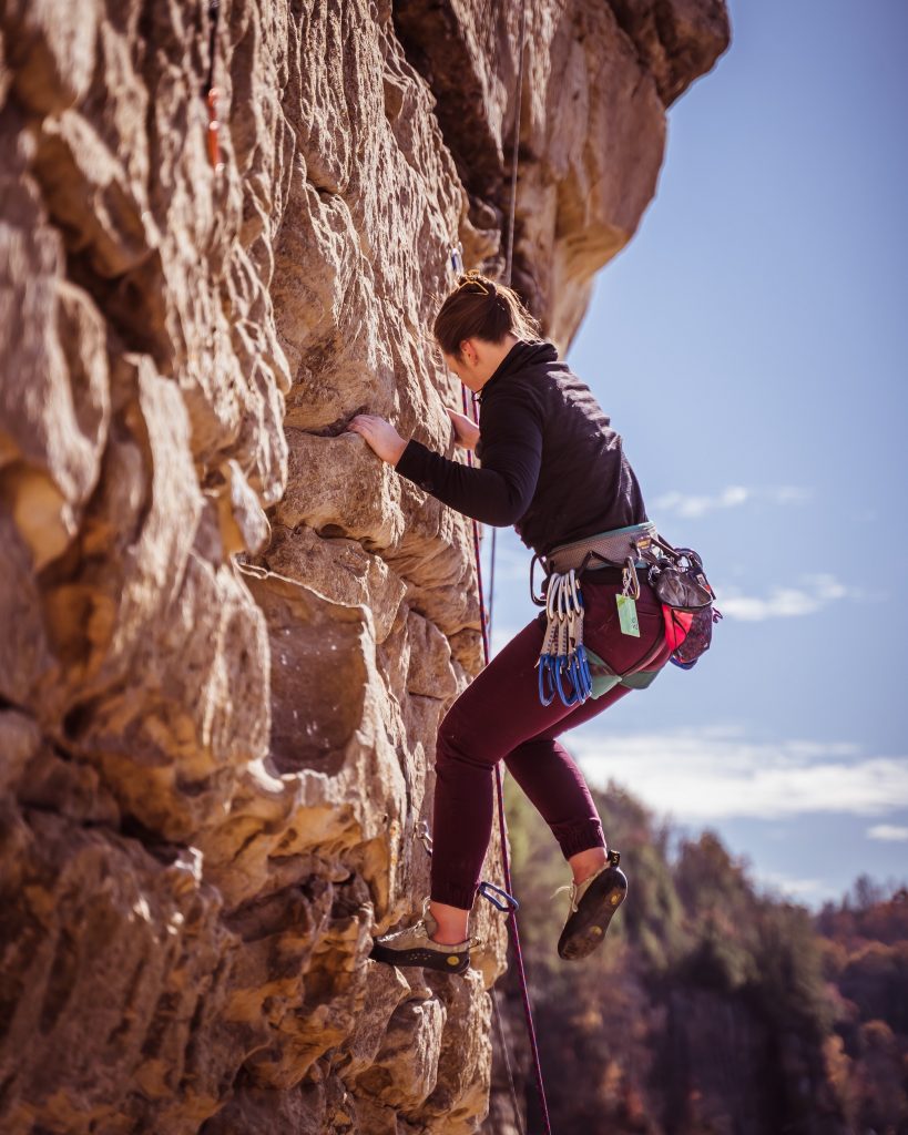 outdoor rock climbing for beginners | woman sport climbing 