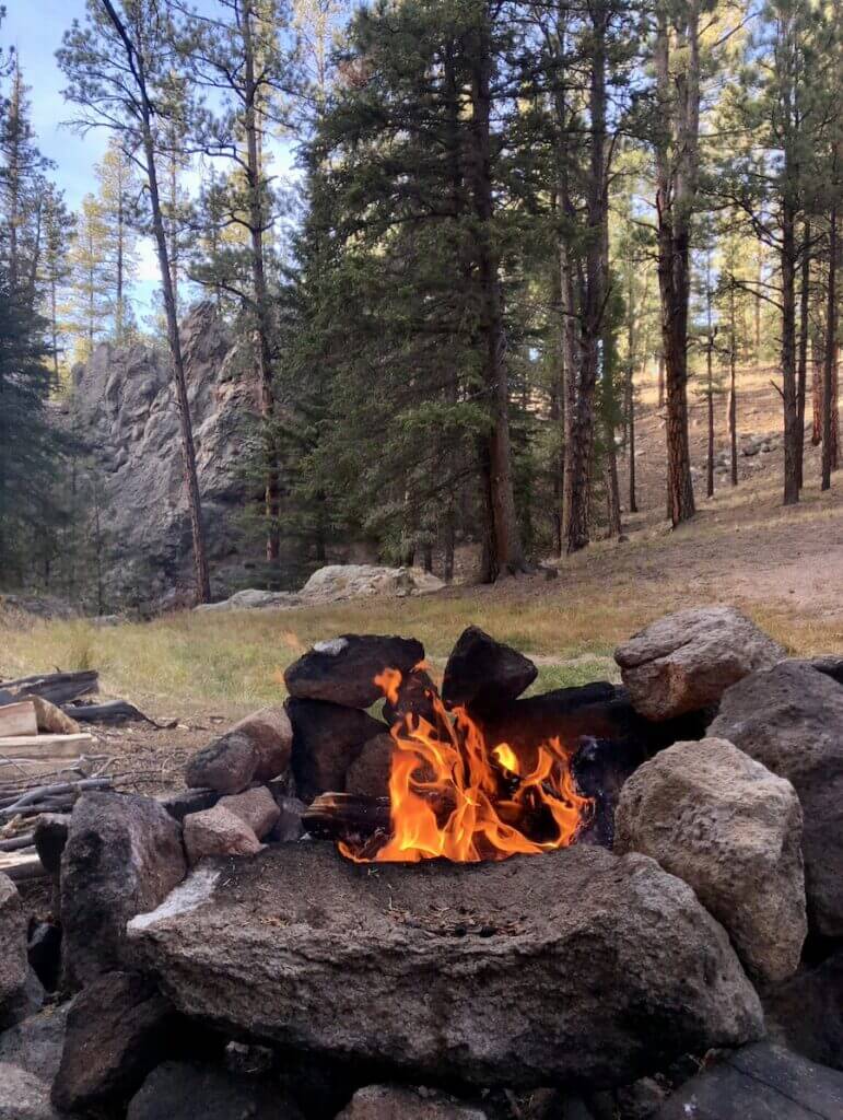 Solo camping fire